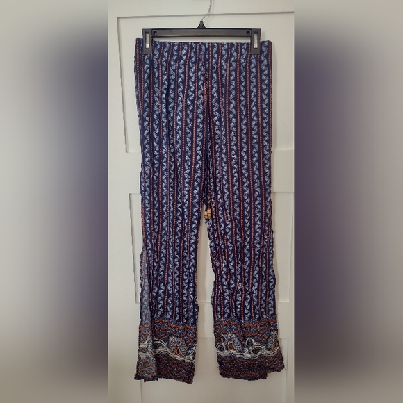 Hippie Boho Split Leg Pull On Pants - Picture 1 of 4